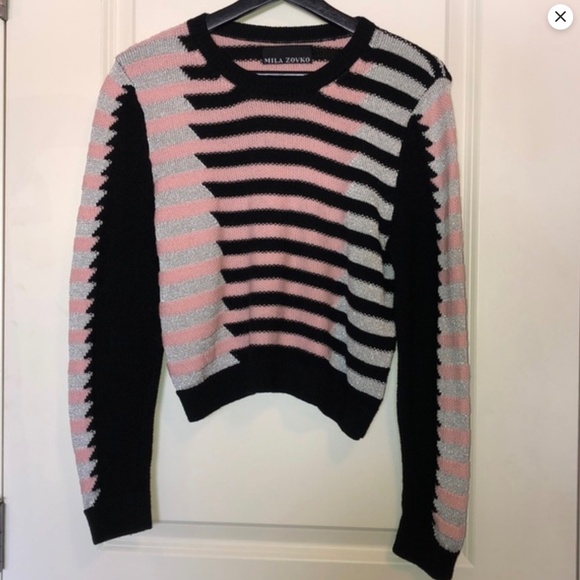 MILA ZOVKO Natalia Sweater in Black/Pink/Silver - Picture 2 of 5
